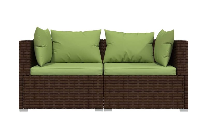 Utesoffa 2-sits med dynor konstrotting brun - Brun/Grön - Utemöbler - Utesoffor & bänkar - Loungesoffa