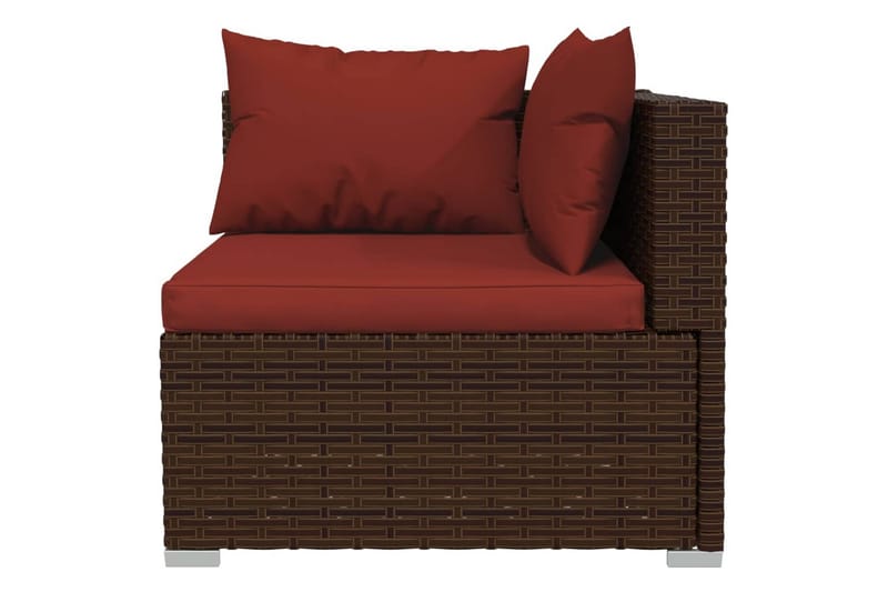 Utesoffa 2-sits med dynor konstrotting brun - Brun/Röd - Utemöbler - Utesoffor & bänkar - Loungesoffa