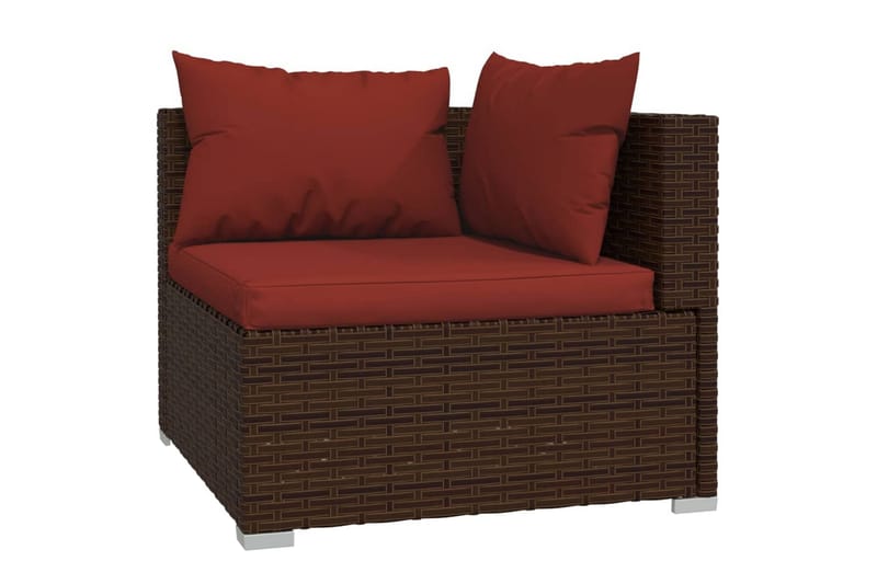 Utesoffa 2-sits med dynor konstrotting brun - Brun/Röd - Utemöbler - Utesoffor & bänkar - Loungesoffa