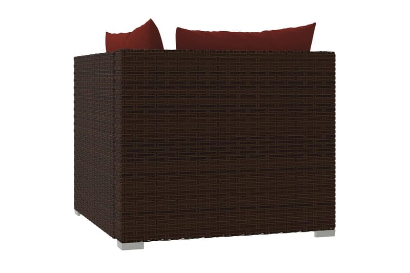 Soffa 2-sits med dynor konstrotting brun - Brun/Röd - Loungesoffa