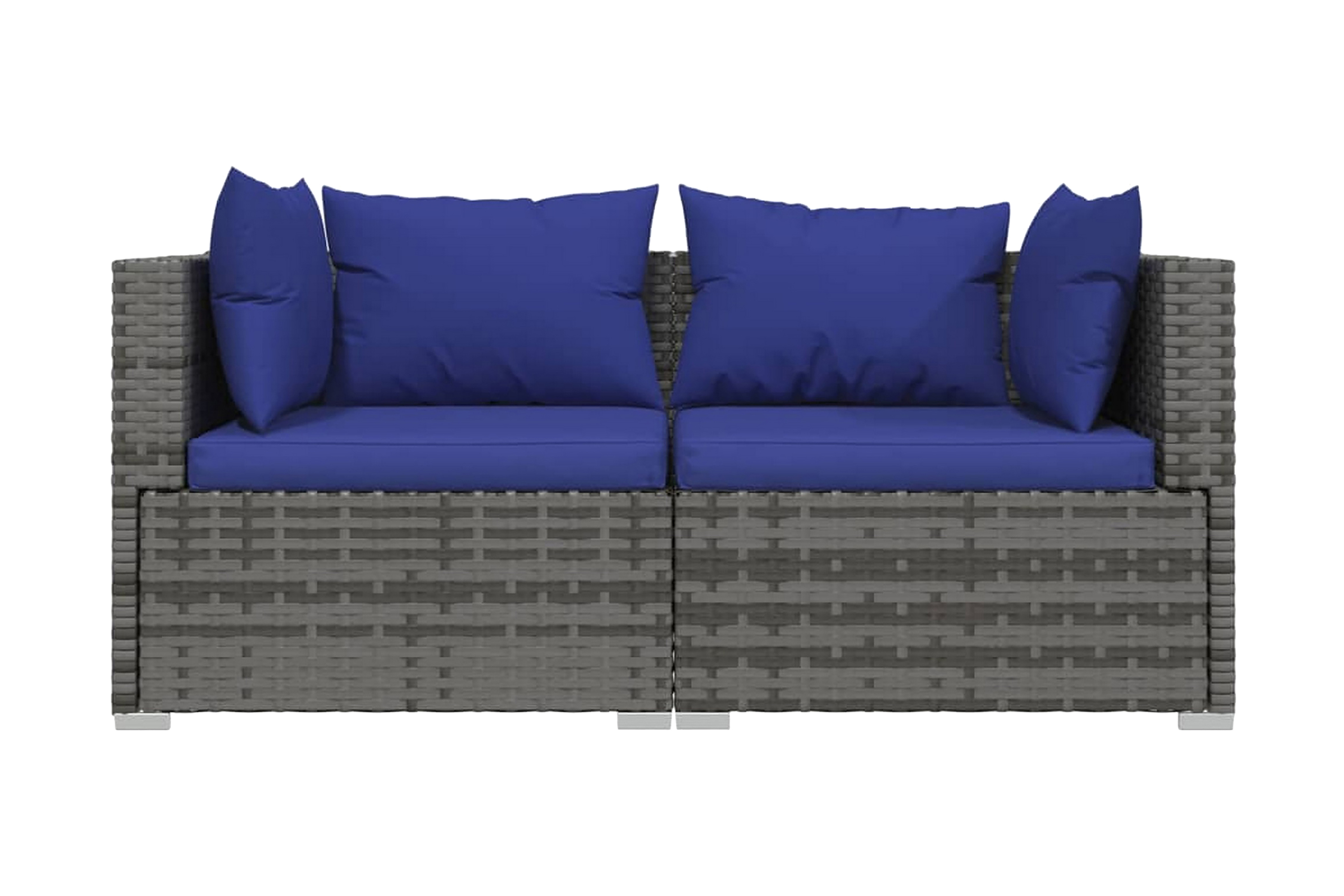 Soffa 2-sits med dynor konstrotting grå – Grå/Blå