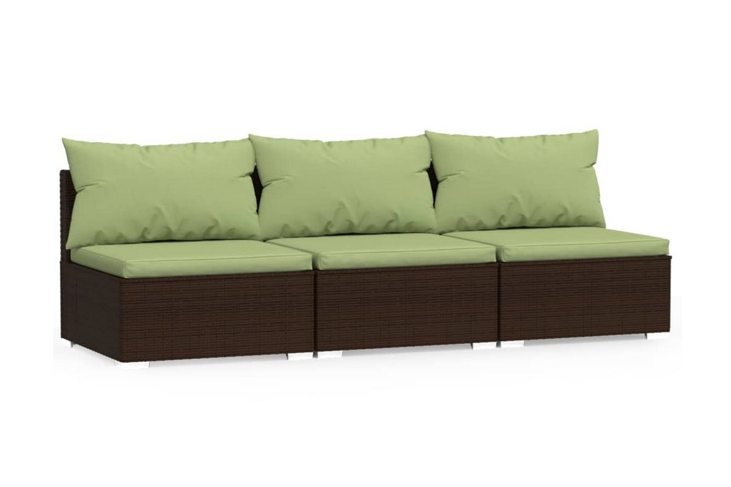 Soffa 3-sits med dynor konstrotting brun – Brun/Grön