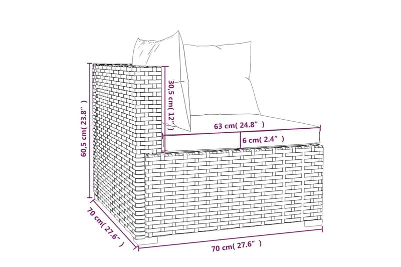 Soffa 3-sits med dynor konstrotting grå - Grå/Blå - Loungesoffa