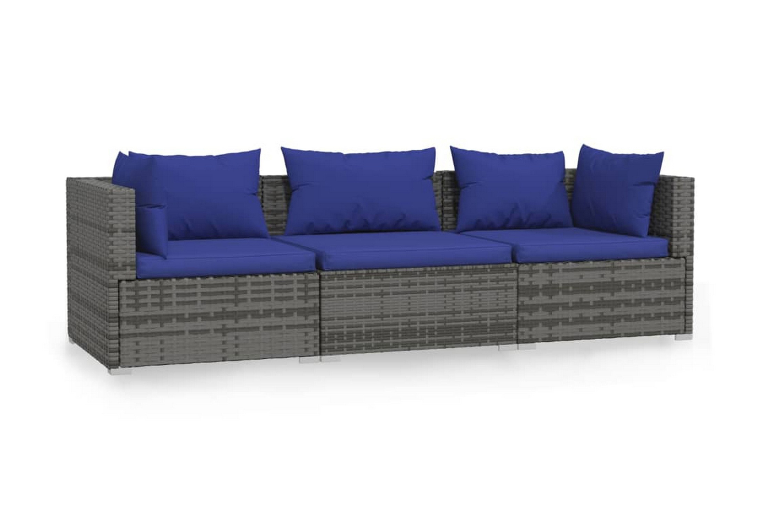 Soffa 3-sits med dynor konstrotting grå – Grå/Blå