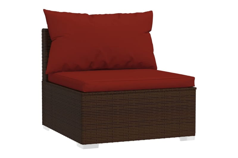 Soffa 4-sits med dynor konstrotting brun - Brun/Röd - Loungesoffa