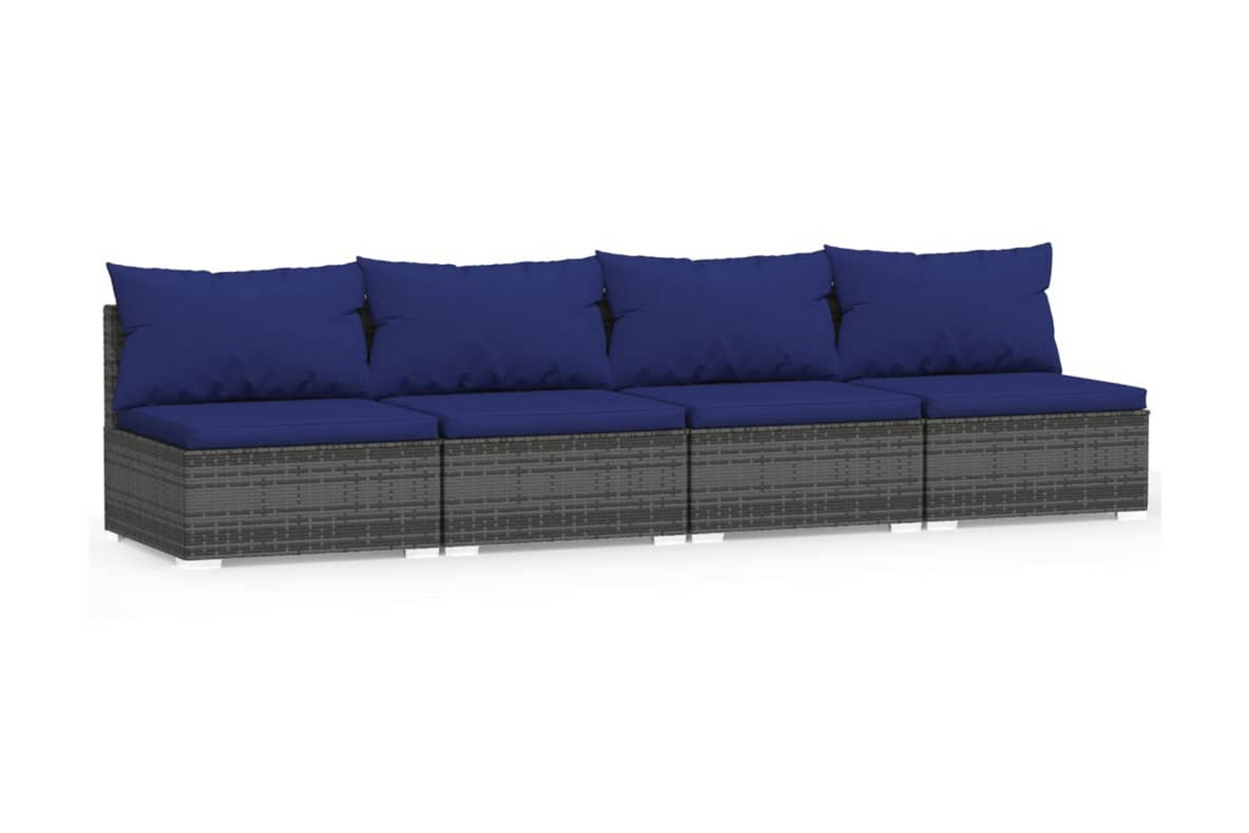 Soffa 4-sits med dynor konstrotting grå – Grå/Blå
