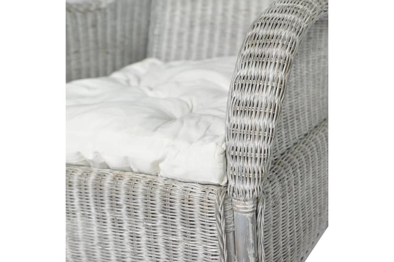 Soffa med dyna grå naturlig rotting och linne - Grå - Loungesoffa