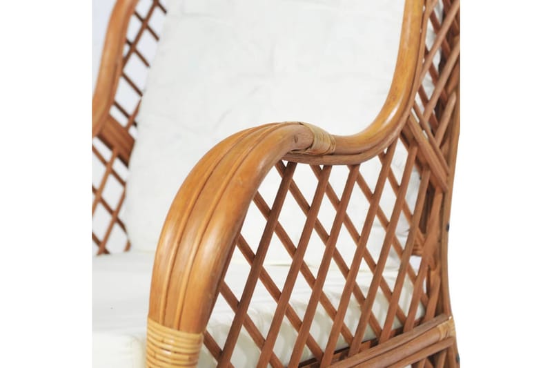 Soffa med dyna ljusbrun naturlig rotting och linne - Brun - Loungesoffa