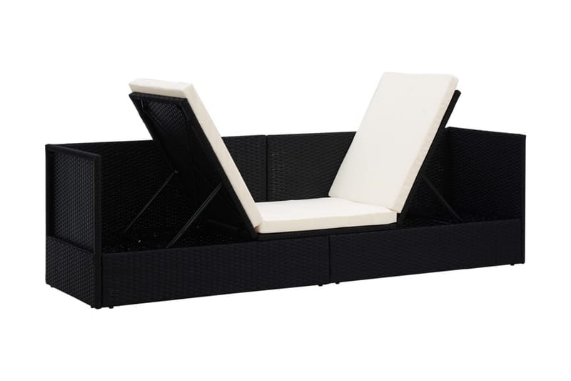 Solsäng med dyna & kuddar konstrotting svart - Svart - Utemöbler - Utesoffor & bänkar - Loungesoffa