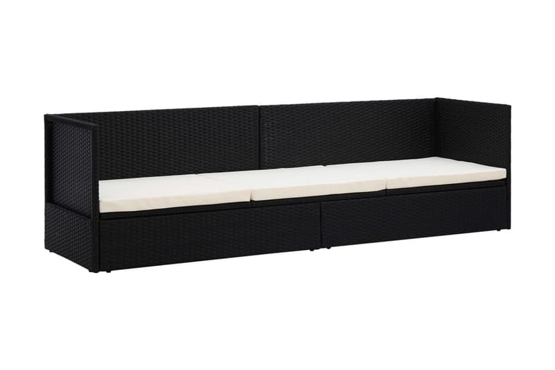 Solsäng med dyna & kuddar konstrotting svart - Svart - Utemöbler - Utesoffor & bänkar - Loungesoffa