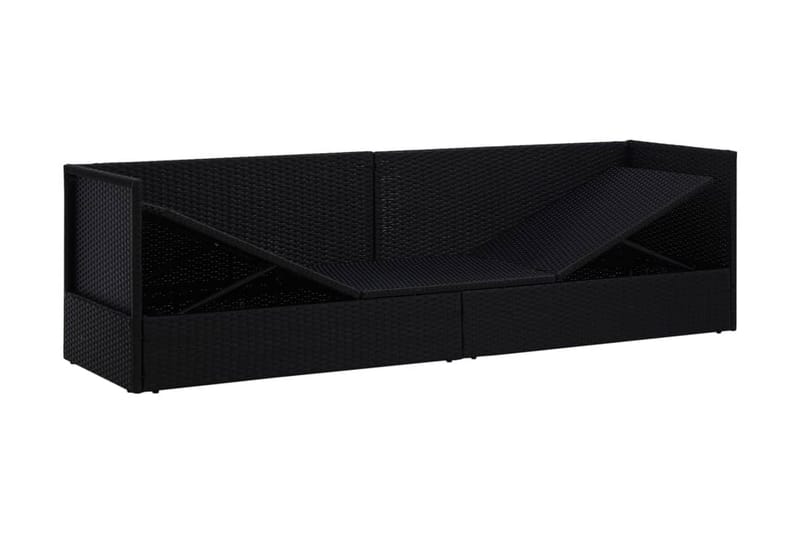 Solsäng med dyna & kuddar konstrotting svart - Svart - Utemöbler - Utesoffor & bänkar - Loungesoffa