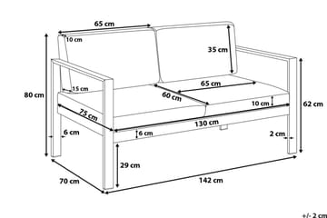 Tirrena Trädgårdssoffa 142 cm - Grå - Utemöbler - Utesoffor & bänkar - Loungesoffa
