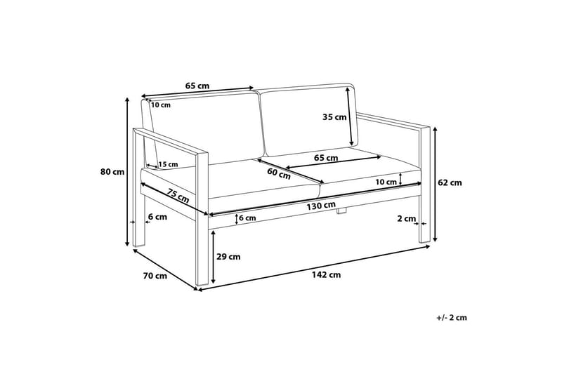 Tirrena Trädgårdssoffa 142 cm - Ljusgrå - Utemöbler - Utesoffor & bänkar - Loungesoffa