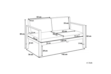 Tirrena Trädgårdssoffa 142 cm - Ljusgrå - Utemöbler - Utesoffor & bänkar - Loungesoffa