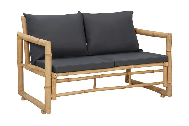 Trädgårdsbänk med dynor 115 cm bambu - Grå - Loungesoffa