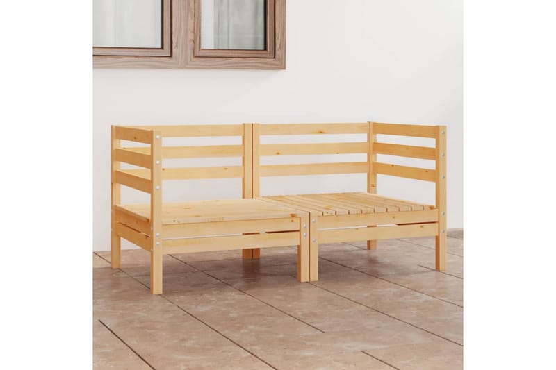 Trädgårdssoffa 2-sits massiv furu - Brun - Utemöbler - Utesoffor & bänkar - Loungesoffa