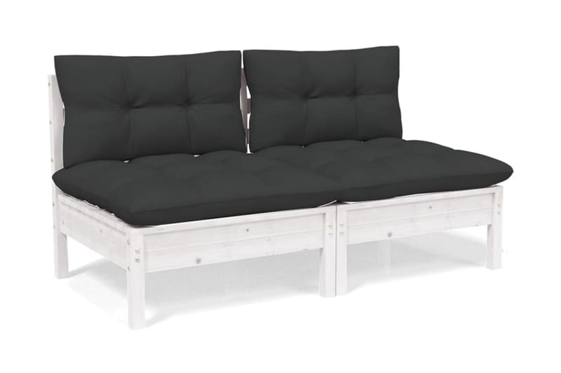 Trädgårdssoffa 2-sits med antracit dynor massiv furu - Vit - Utemöbler - Utesoffor & bänkar - Loungesoffa