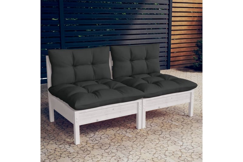 Trädgårdssoffa 2-sits med antracit dynor massiv furu - Vit - Utemöbler - Utesoffor & bänkar - Loungesoffa