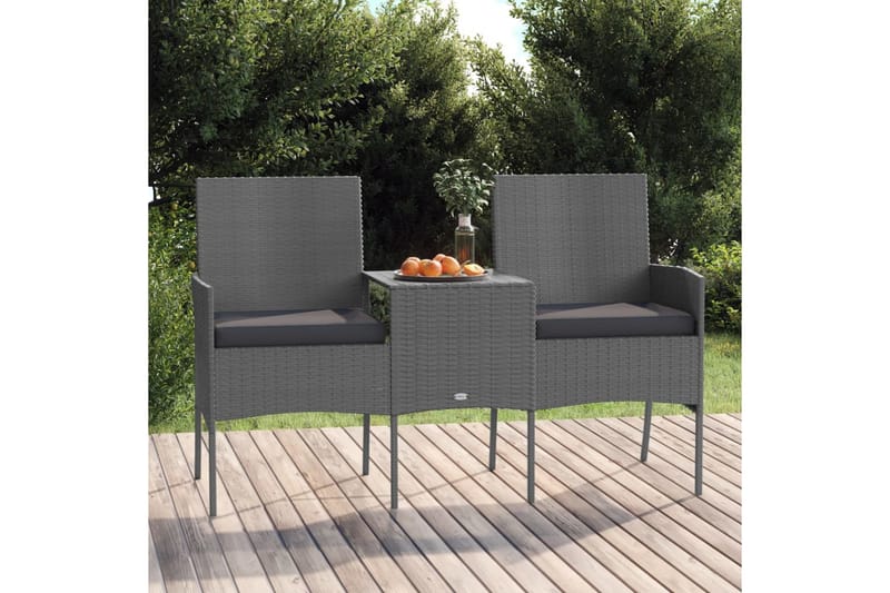 Trädgårdssoffa 2-sits med Utebord konstrotting antracit - Antracit - Utemöbler - Utesoffor & bänkar - Loungesoffa