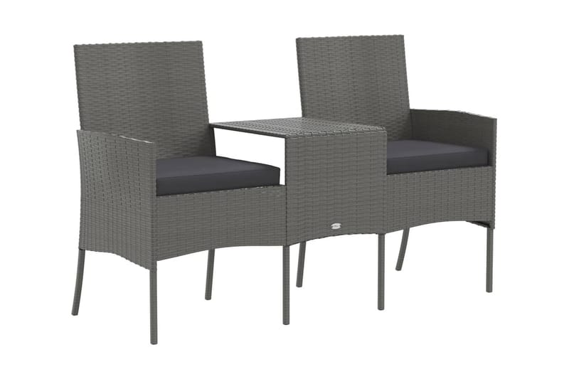 Trädgårdssoffa 2-sits med Utebord konstrotting antracit - Antracit - Utemöbler - Utesoffor & bänkar - Loungesoffa