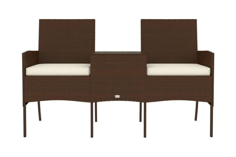 Trädgårdssoffa 2-sits med Utebord konstrotting brun - Brun - Utemöbler - Utesoffor & bänkar - Loungesoffa