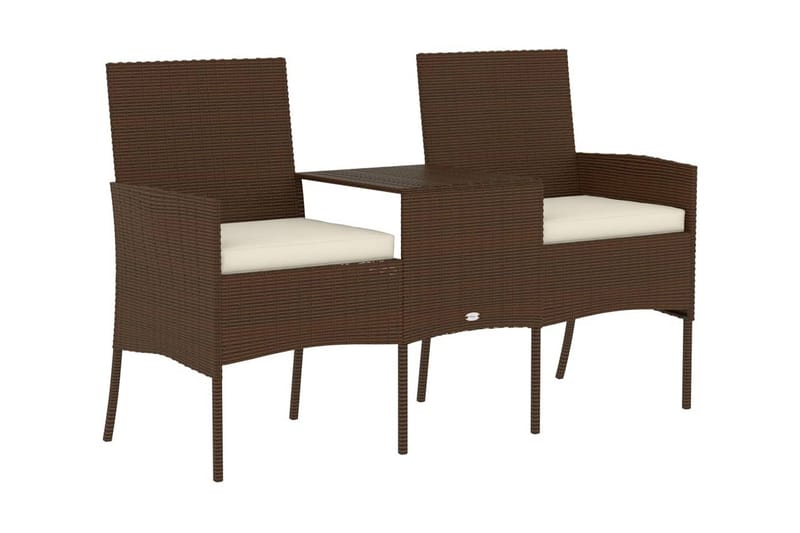 Trädgårdssoffa 2-sits med Utebord konstrotting brun - Brun - Utemöbler - Utesoffor & bänkar - Loungesoffa