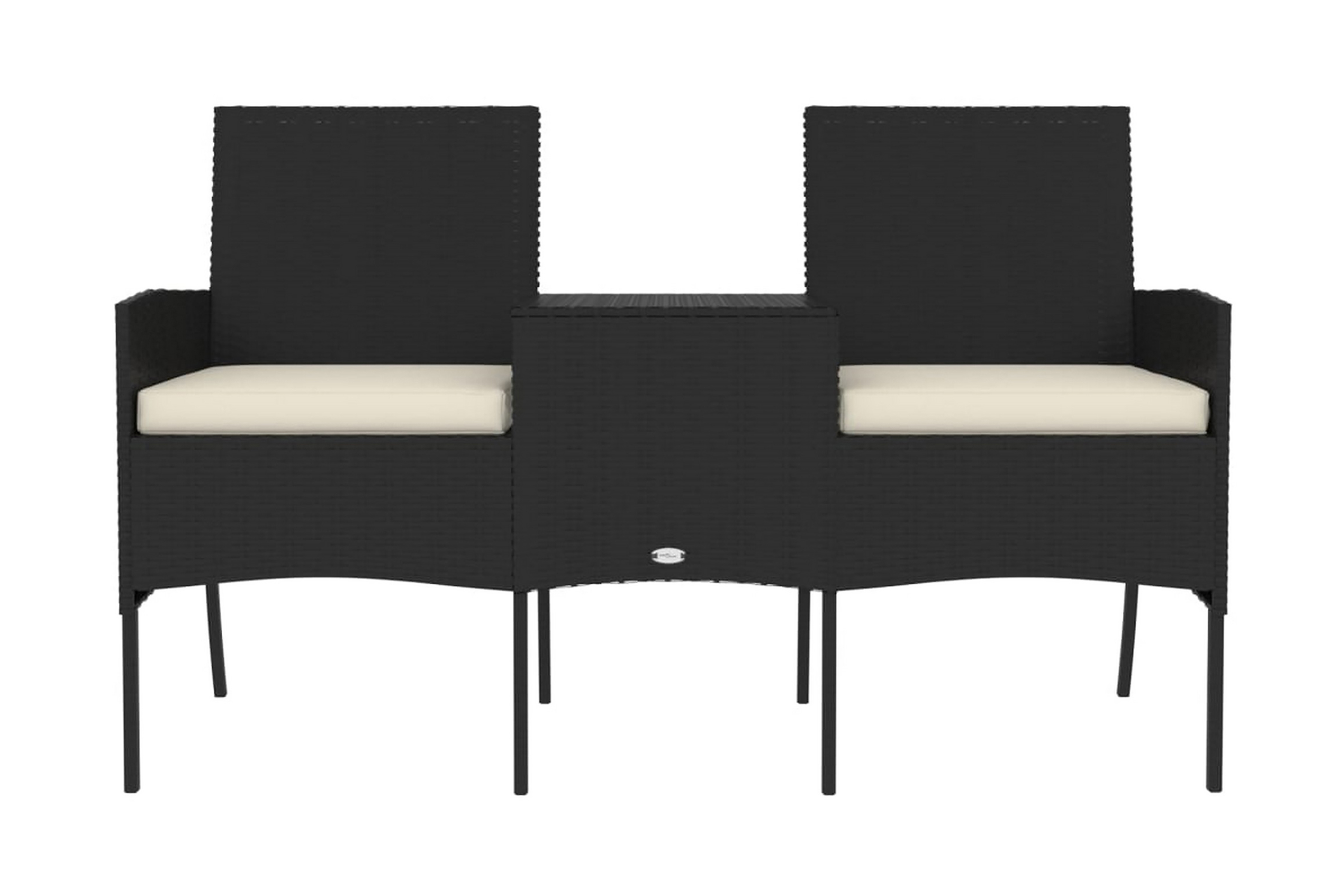 Trädgårdssoffa 2-sits med bord konstrotting svart – Svart