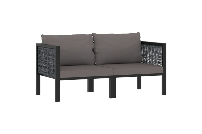 Trädgårdssoffa 2-sits med dynor antracit konstrotting - Grå - Utemöbler - Utesoffor & bänkar - Loungesoffa