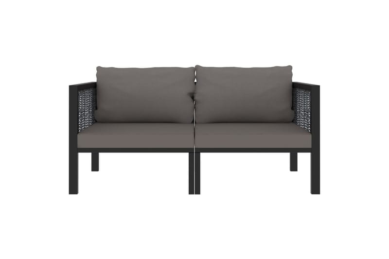 Trädgårdssoffa 2-sits med dynor antracit konstrotting - Grå - Utemöbler - Utesoffor & bänkar - Loungesoffa