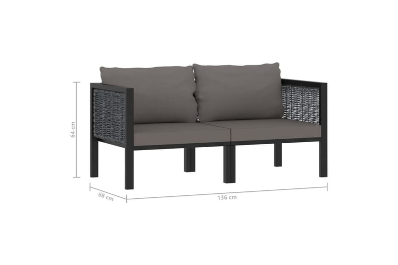 Trädgårdssoffa 2-sits med dynor antracit konstrotting - Grå - Utemöbler - Utesoffor & bänkar - Loungesoffa