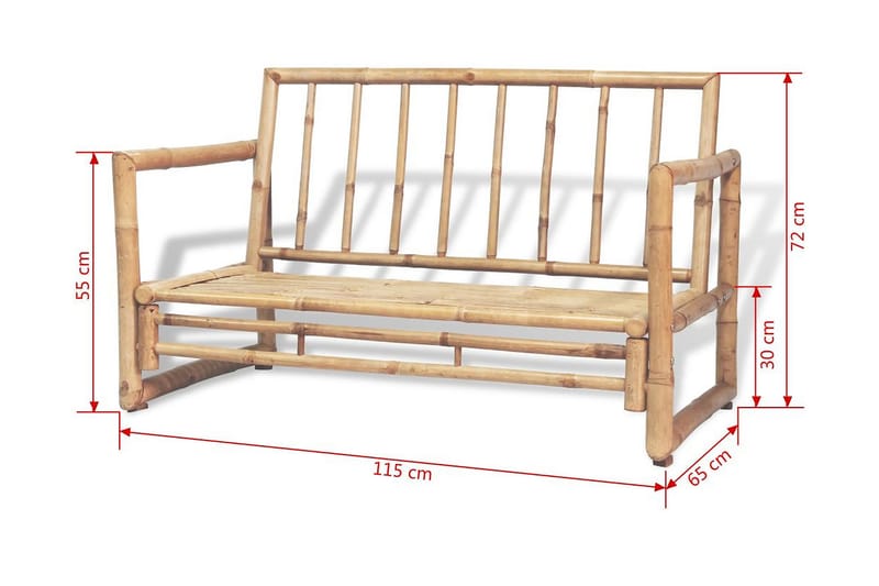 Trädgårdssoffa 2-sits med dynor bambu - Brun - Utemöbler - Utesoffor & bänkar - Loungesoffa
