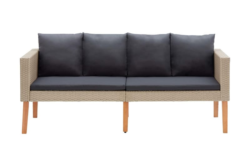 Trädgårdssoffa 2-sits med dynor konstrotting beige - Beige - Loungemöbler - Loungesoffa