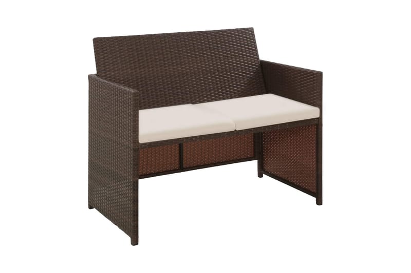 Trädgårdssoffa 2-sits med dynor konstrotting brun - Brun - Utemöbler - Utesoffor & bänkar - Loungesoffa