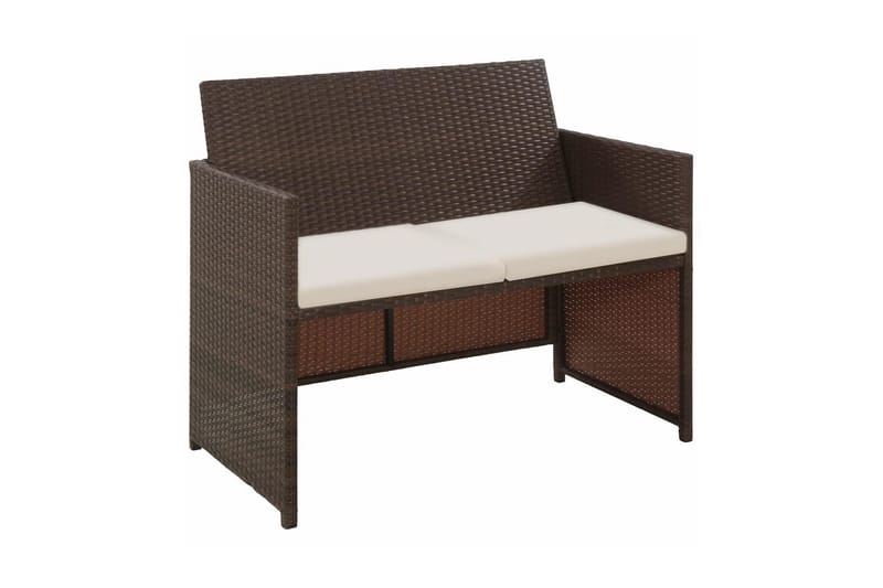 Trädgårdssoffa 2-sits med dynor konstrotting brun - Brun - Utemöbler - Utesoffor & bänkar - Loungesoffa