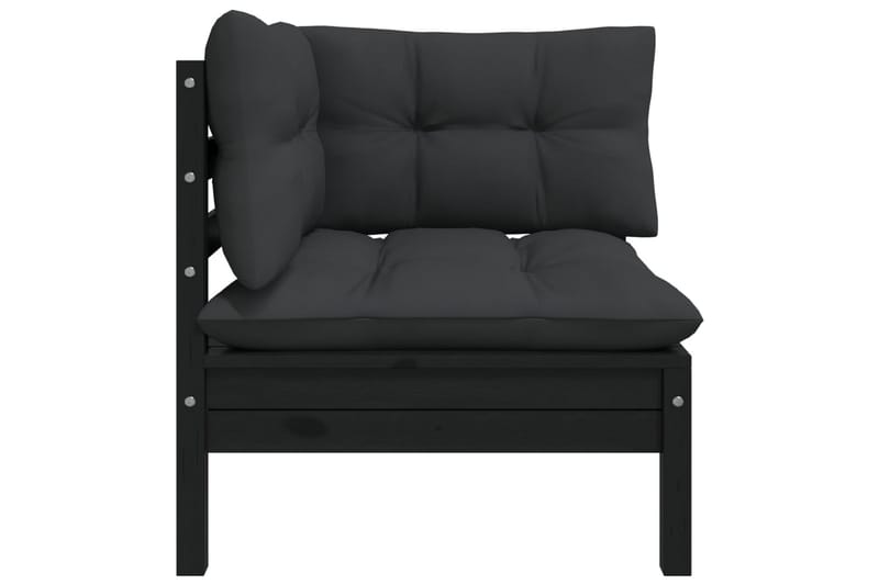 Trädgårdssoffa 2-sits med dynor svart massiv furu - Svart - Utemöbler - Utesoffor & bänkar - Loungesoffa