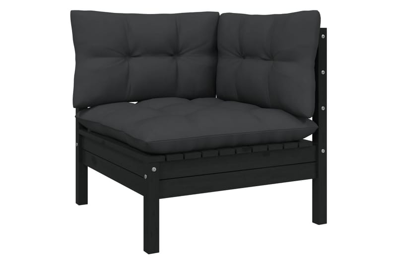 Trädgårdssoffa 2-sits med dynor svart massiv furu - Svart - Utemöbler - Utesoffor & bänkar - Loungesoffa
