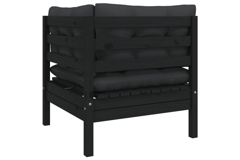 Trädgårdssoffa 2-sits med dynor svart massiv furu - Svart - Utemöbler - Utesoffor & bänkar - Loungesoffa
