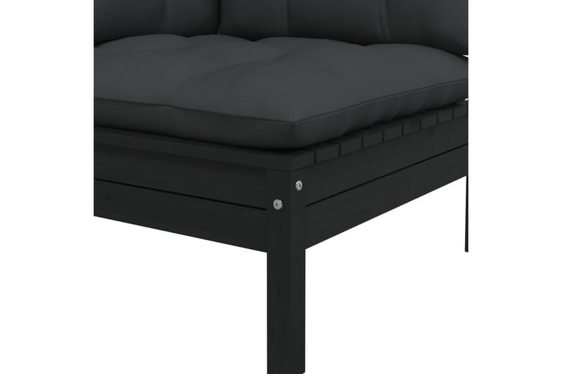 Trädgårdssoffa 2-sits med dynor svart massiv furu - Svart - Utemöbler - Utesoffor & bänkar - Loungesoffa