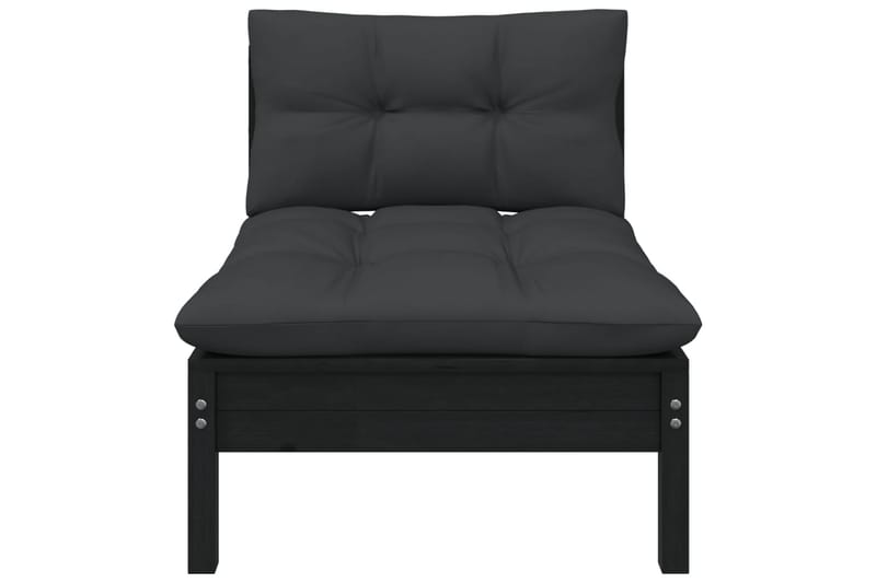 Trädgårdssoffa 2-sits med dynor svart massiv furu - Svart - Utemöbler - Utesoffor & bänkar - Loungesoffa
