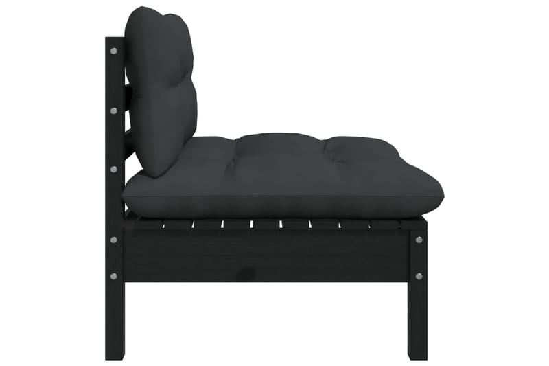 Trädgårdssoffa 2-sits med dynor svart massiv furu - Svart - Utemöbler - Utesoffor & bänkar - Loungesoffa