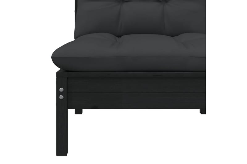 Trädgårdssoffa 2-sits med dynor svart massiv furu - Svart - Utemöbler - Utesoffor & bänkar - Loungesoffa