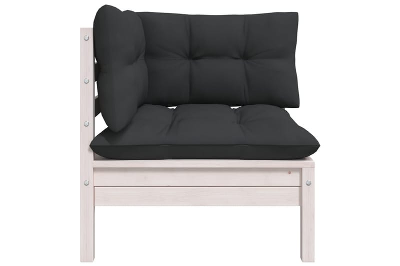 Trädgårdssoffa 2-sits med dynor vit massiv furu - Vit - Utemöbler - Utesoffor & bänkar - Loungesoffa