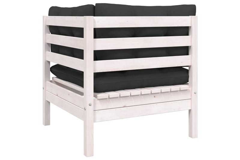 Trädgårdssoffa 2-sits med dynor vit massiv furu - Vit - Utemöbler - Utesoffor & bänkar - Loungesoffa
