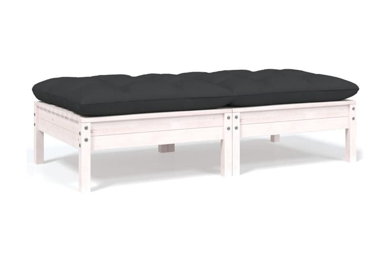 Trädgårdssoffa 2-sits med dynor vit massiv furu - Vit - Utemöbler - Utesoffor & bänkar - Loungesoffa