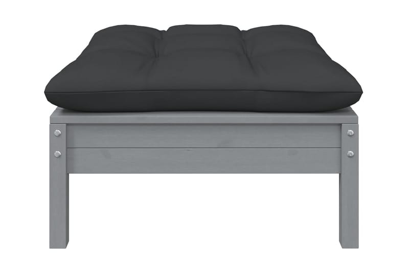 Trädgårdssoffa 2-sits med grå dynor massiv furu - Grå - Utemöbler - Utesoffor & bänkar - Loungesoffa