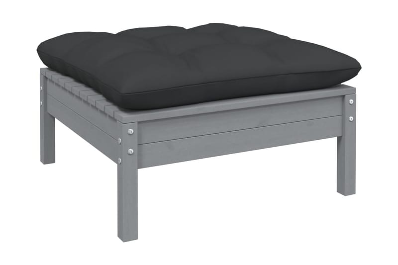 Trädgårdssoffa 2-sits med grå dynor massiv furu - Grå - Utemöbler - Utesoffor & bänkar - Loungesoffa