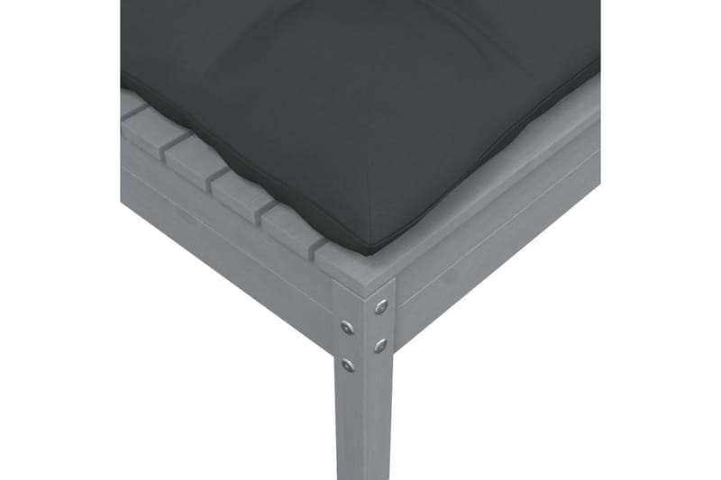 Trädgårdssoffa 2-sits med grå dynor massiv furu - Grå - Utemöbler - Utesoffor & bänkar - Loungesoffa