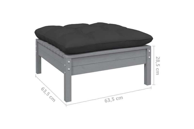 Trädgårdssoffa 2-sits med grå dynor massiv furu - Grå - Utemöbler - Utesoffor & bänkar - Loungesoffa