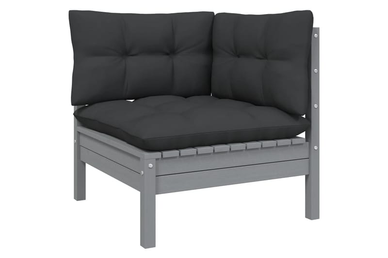 Trädgårdssoffa 2-sits med grå dynor massiv furu - Grå - Utemöbler - Utesoffor & bänkar - Loungesoffa