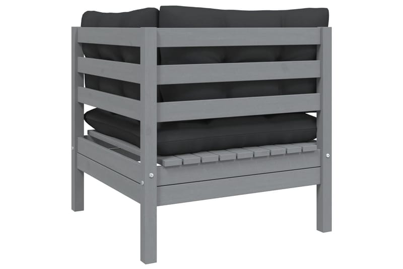 Trädgårdssoffa 2-sits med grå dynor massiv furu - Grå - Utemöbler - Utesoffor & bänkar - Loungesoffa